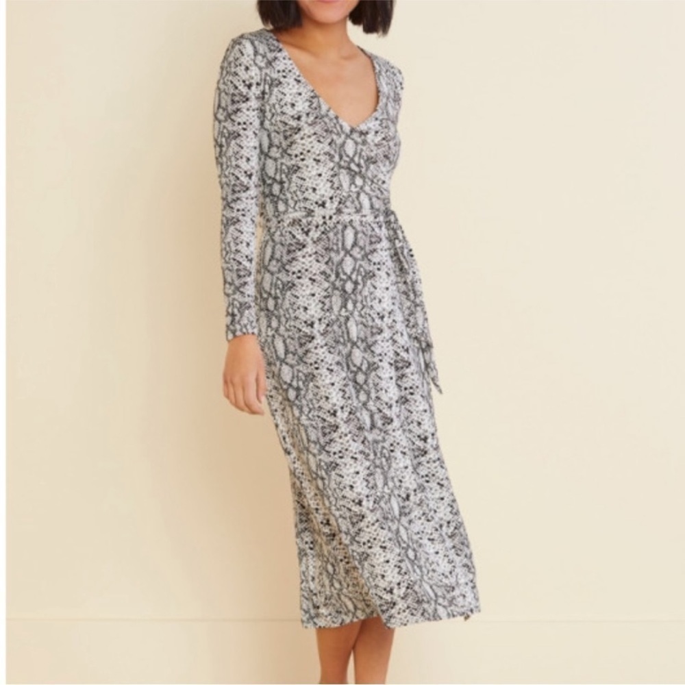 Good American The Runaway long sleeve snake print Wrap Dress